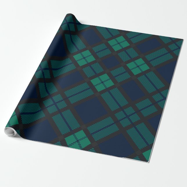 Rustic Plaid Green Check Tartan Wrapping Paper (Unrolled)