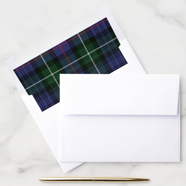 Rustic Plaid Green Checkered Tartan Envelope Liner (Desk)