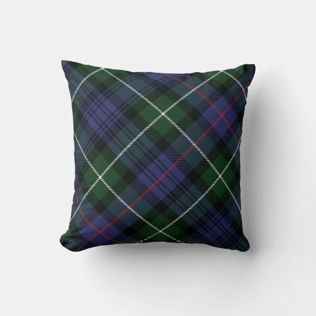 Rustic Plaid Green MacKenzie Tartan Throw Pillow (Front)