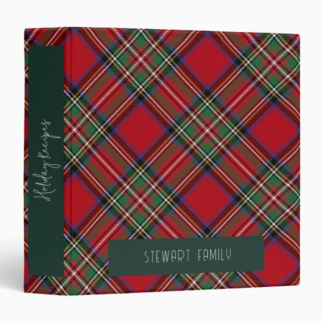 Rustic Plaid Holiday Recipes Stewart Tartan 3 Ring Binder (Front/Spine)