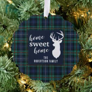 Rustic Plaid Holidays Robertson Family Tartan Ornament Card