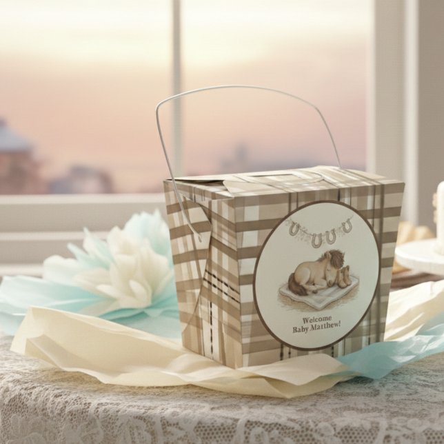 Rustic Plaid Little Cowboy Favor Boxes (Baby shower guest favor box)