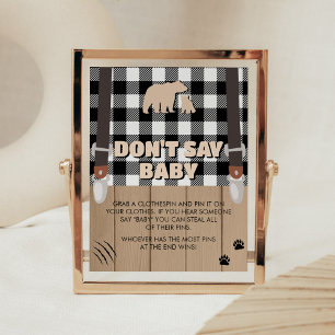 Rustic Plaid Lumberjack Baby Shower Don't Say Baby Poster