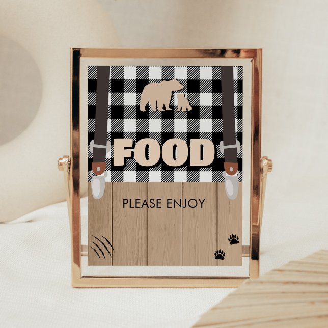 Rustic Plaid Lumberjack Baby Shower Food Poster (Plaid Lumberjack Baby Shower Food Sign)