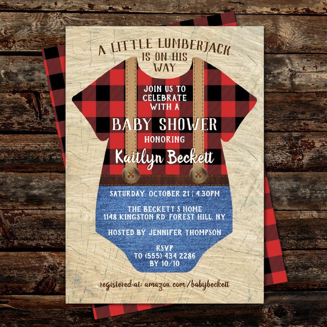 Rustic Plaid Lumberjack Boys Baby Shower Invitation (Creator Uploaded)