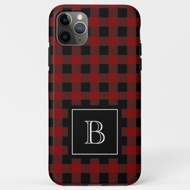 Rustic Plaid Lumberjack Buffalo Custom Monogram Case-Mate iPhone Case (Back)