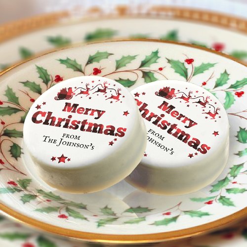 Rustic Plaid Merry Christmas Personalized  Chocolate Covered Oreo