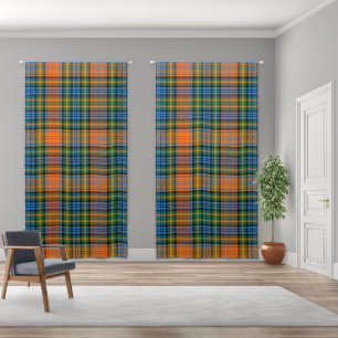 Rustic Plaid Orange Check Tartan Blackout Curtains