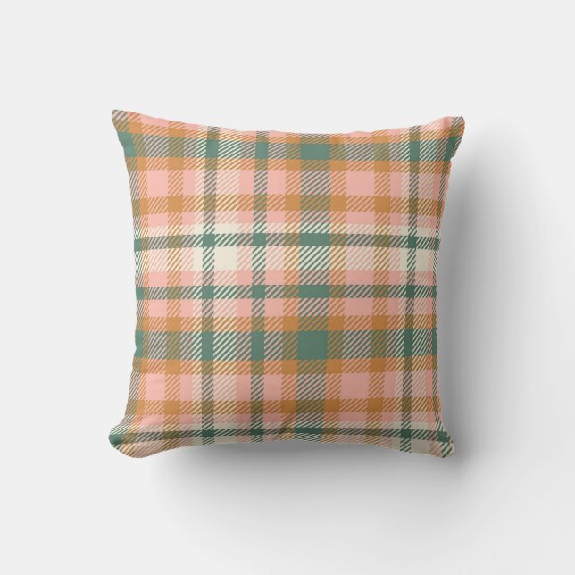 Rustic Plaid Pattern Throw Pillow (Front)