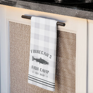 Rustic Plaid Personalized Fish Camp Kitchen Towel