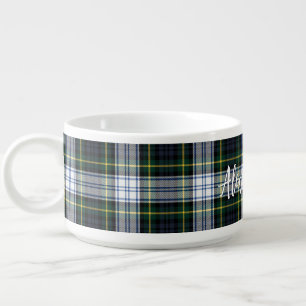 Rustic Plaid Personalized Script Gordon Tartan Bowl