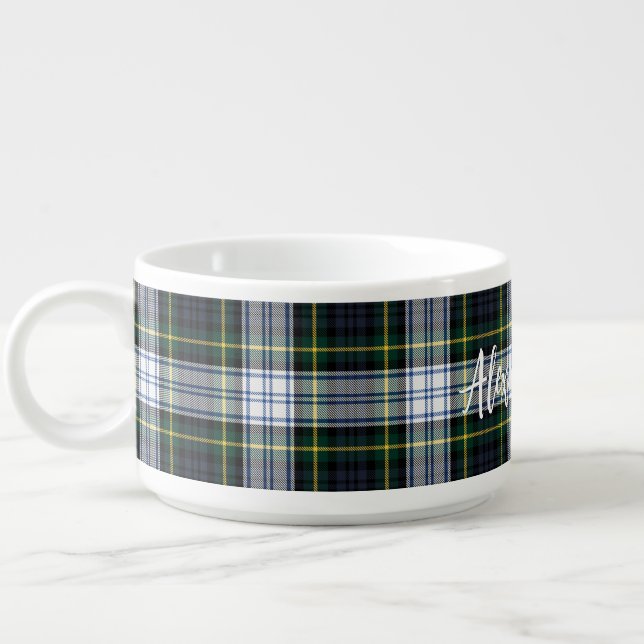 Rustic Plaid Personalized Script Gordon Tartan Bowl (Right)