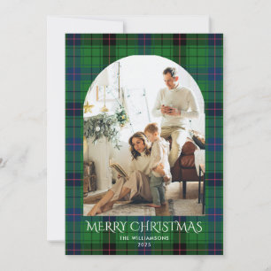 Rustic Plaid Photo Family Christmas Tartan Holiday Card