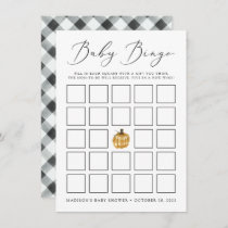 Rustic Plaid Pumpkin Baby Shower Bingo Card