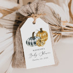 Rustic Plaid Pumpkin Baby Shower Gift Tags<br><div class="desc">Rustic pumpkin baby shower gift tags featuring watercolor plaid pumpkins in black,  white,  gray,  orange,  and cream. Personalize the favor tags with the mother-to-be's name and the date of the baby shower. The pumpkin baby shower favor tags are perfect for attaching to baby shower favor bags and boxes!</div>