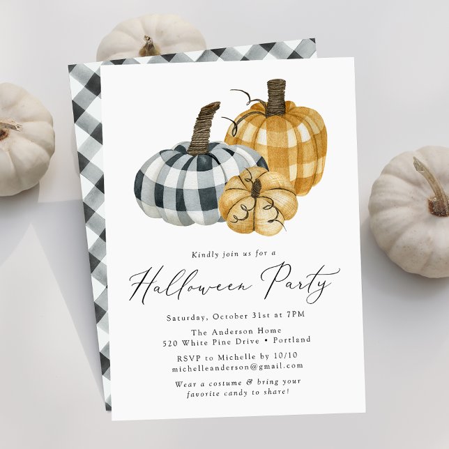 Rustic Plaid Pumpkins Halloween Party Invitation (Creator Uploaded)