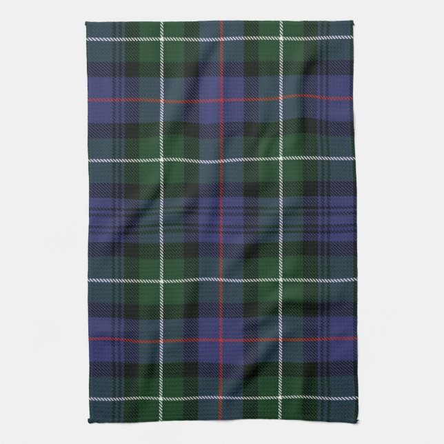 Rustic Plaid Purple and Green Tartan Kitchen Towel (Vertical)