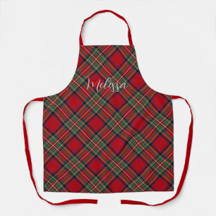 Rustic Plaid Red and Green Stewart Tartan Apron