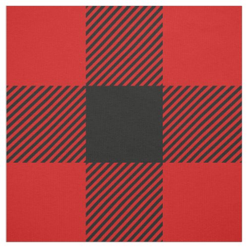 Rustic Plaid Red Black Lumberjack Pattern Fabric
