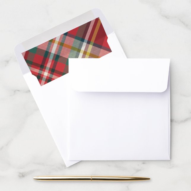 Rustic Plaid Red Check Christmas Holiday Envelope Liner (Desk)