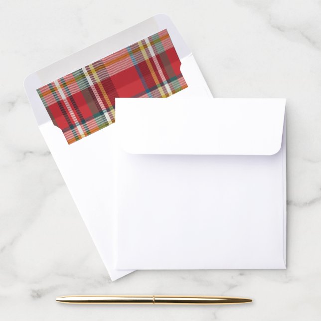 Rustic Plaid Red Check Christmas Holiday Envelope Liner (Desk)