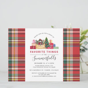 Rustic Plaid Red Christmas Gift Swap Party Invitation