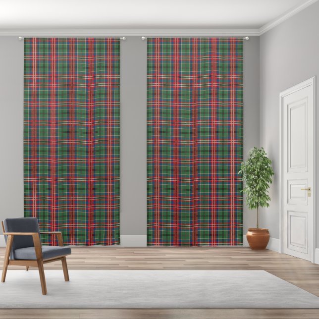 Rustic Plaid Red Green Check MacCulloch Tartan Blackout Curtains (Wide)