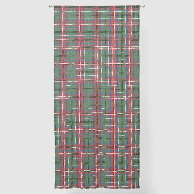 Rustic Plaid Red Green Checkered MacCulloch Tartan Sheer Curtains (Front)