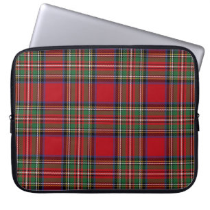 Rustic Plaid Red Green Checkered Stewart Tartan Laptop Sleeve