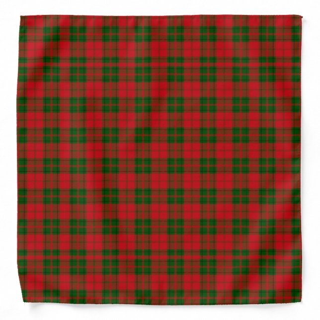 Rustic Plaid Red Green Elegant Tartan Bandana (Front)