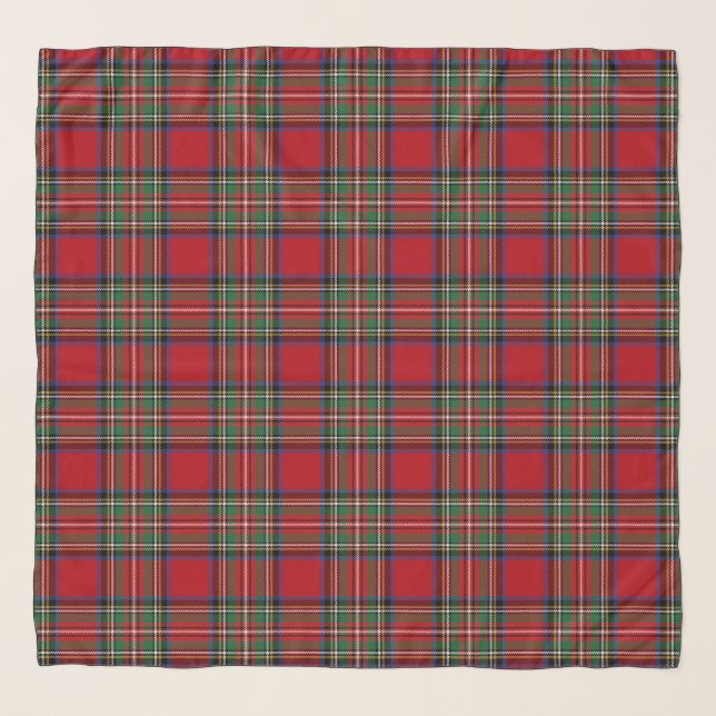 Rustic Plaid Red Green Elegant Tartan Scarf (Front)