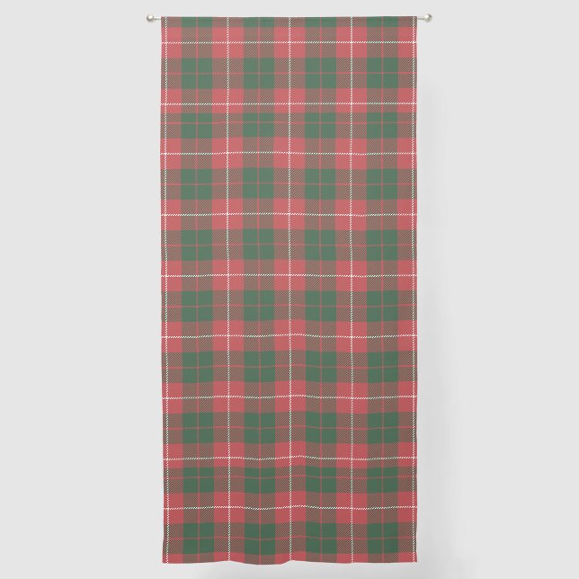 Rustic Plaid Red Green Elegant Tartan Sheer Curtains (Front)