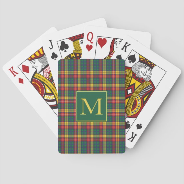 Rustic Plaid Red Green Yellow Buchanan Poker Cards (Back)