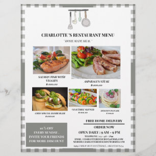 Rustic Plaid Restaurant Menu  Flyer