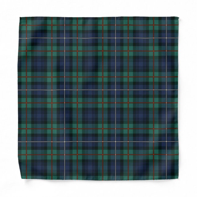 Rustic Plaid Robertson Green Tartan Bandana (Front)