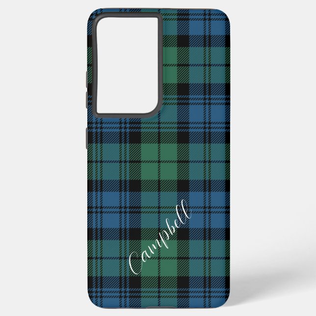 Rustic Plaid Script Campbell Tartan Custom Samsung Galaxy Case (Back)