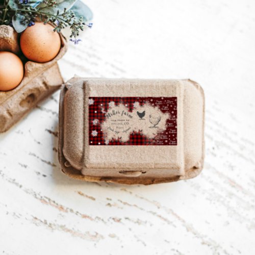 Rustic Plaid Snowflake Merry Christmas Egg Carton Label