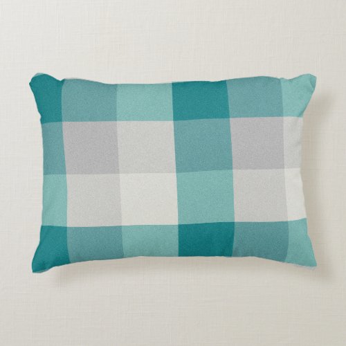 Rustic Plaid Turquoise Gray Beige Accent Pillow