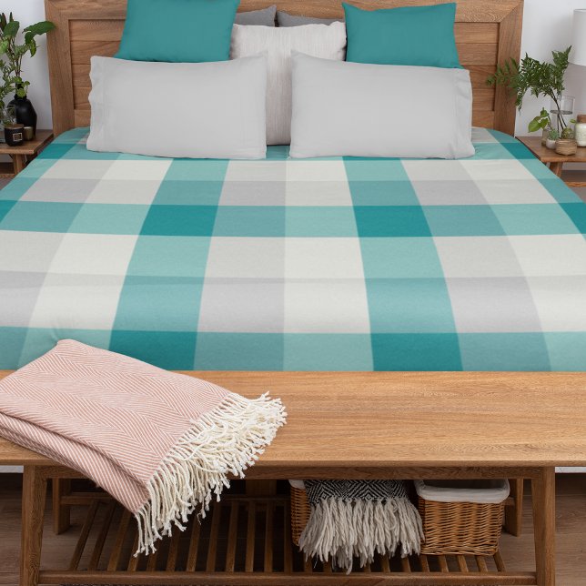 Rustic Plaid Turquoise Gray Beige Duvet Cover (Creator Uploaded)