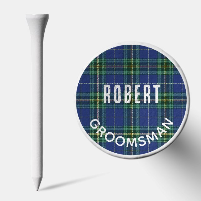 Rustic Plaid Wedding Groomsman Tartan Custom Golf Tees (Combo)
