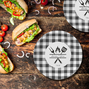 Rustic Plaid Wedding Rehearsal Dinner Paper Plate