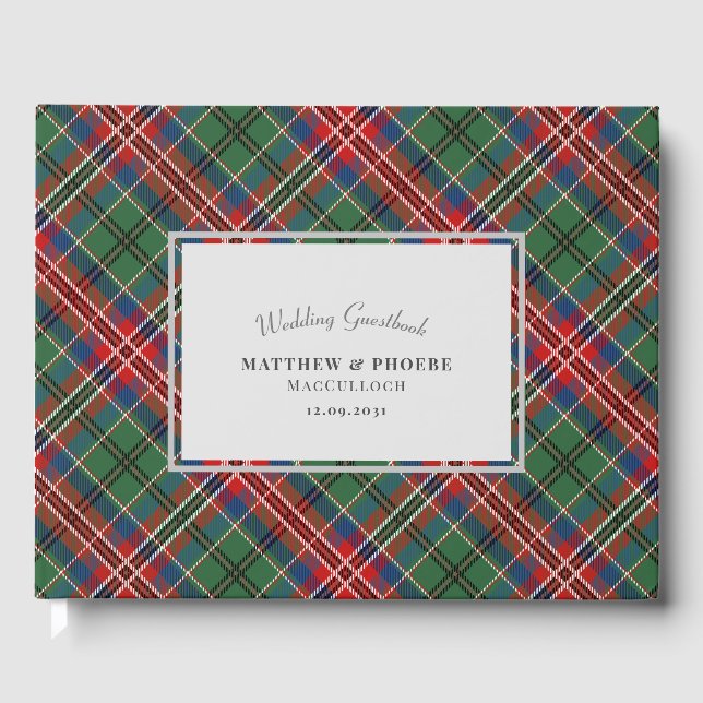 Rustic Plaid Wedding Tartan Guest Book (Front)