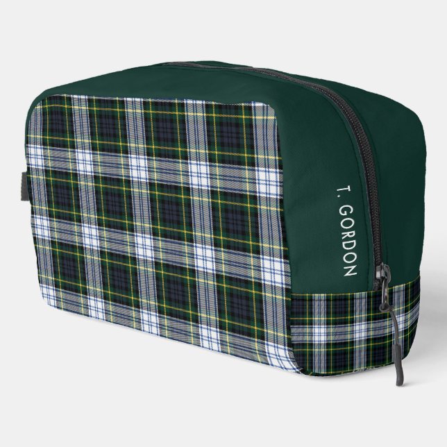 Rustic Plaid White Green Pattern Gordon Tartan Dopp Kit (Right Corner)