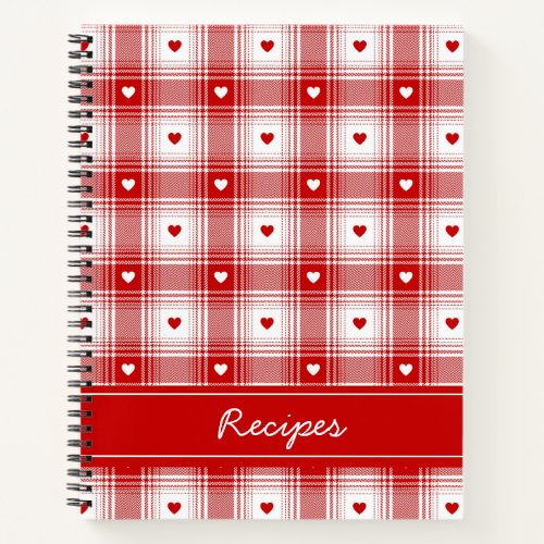 Rustic Plaid With Hearts Valentines Recipe Notebook
