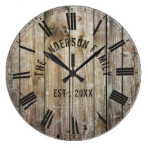Rustic Planks Wood Custom Family Name Farmhouse Large Clock Rustic Planks Wood Custom Family Name Farmhouse Large Clock