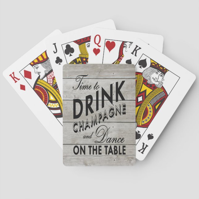 Rustic Playing Cards Time to Drink Champagne (Back)
