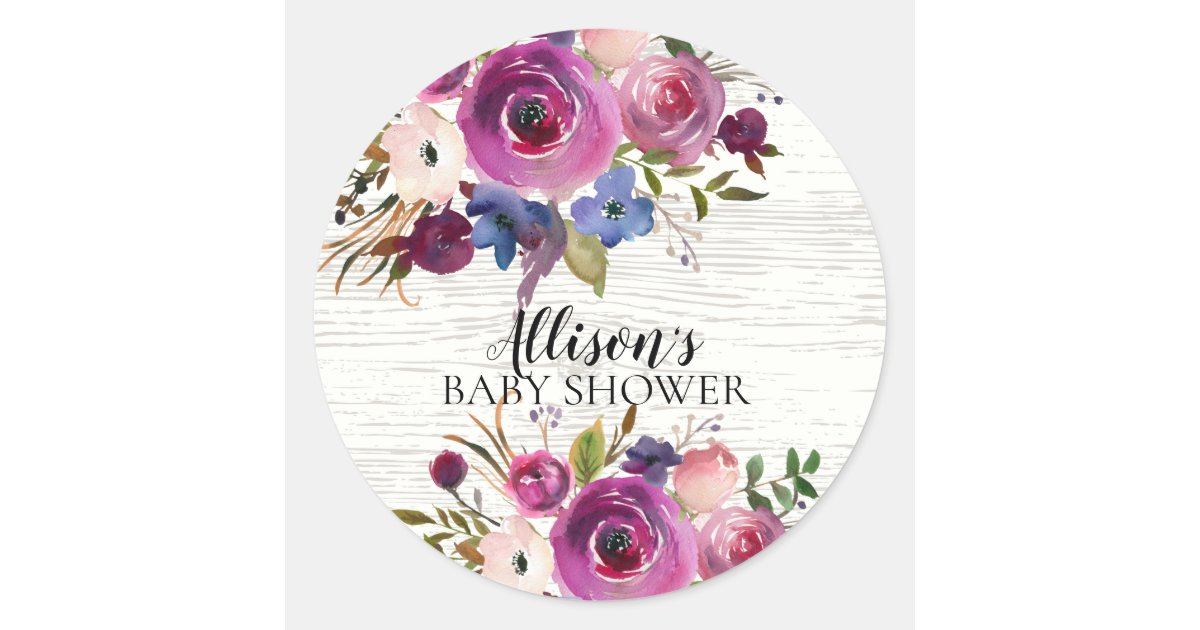 Rustic Plum Blue Floral Baby Shower Envelope Seal Zazzle Com