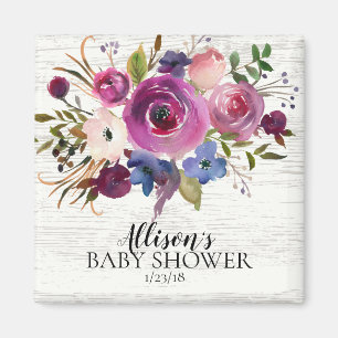 Rustic  Plum Blue Lavender Shower Favor  Magnet