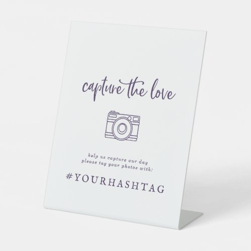 Rustic Plum Capture The Love Wedding Hashtag Sign