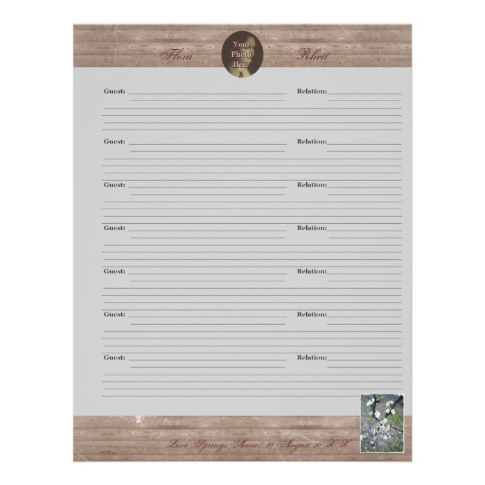 Rustic Plum Handfasting/Wedding Guestbook Pages Letterhead Design